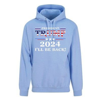 President Trump 2024 I'll Be Back Gift Unisex Surf Hoodie