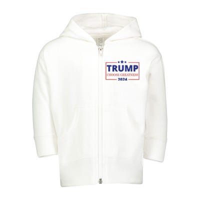 Pro Trump 2024 Campaign Trump For President Vote Greatness Toddler Zip Fleece Hoodie