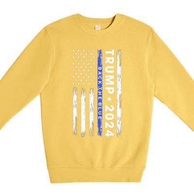 Pro Trump 2024 Back The Blue Thin Blue Line American Flag Meaningful Gift Premium Crewneck Sweatshirt