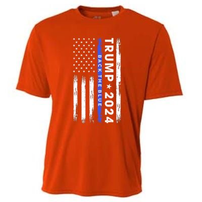 Pro Trump 2024 Back The Blue Thin Blue Line American Flag Meaningful Gift Cooling Performance Crew T-Shirt