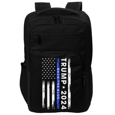 Pro Trump 2024 Back The Blue Thin Blue Line American Flag Meaningful Gift Impact Tech Backpack