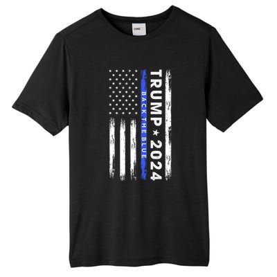 Pro Trump 2024 Back The Blue Thin Blue Line American Flag Meaningful Gift Tall Fusion ChromaSoft Performance T-Shirt