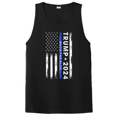 Pro Trump 2024 Back The Blue Thin Blue Line American Flag Meaningful Gift PosiCharge Competitor Tank