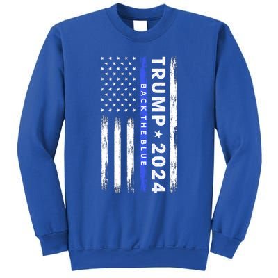 Pro Trump 2024 Back The Blue Thin Blue Line American Flag Meaningful Gift Sweatshirt