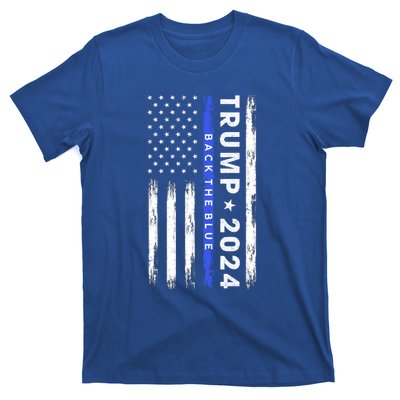 Pro Trump 2024 Back The Blue Thin Blue Line American Flag Meaningful Gift T-Shirt