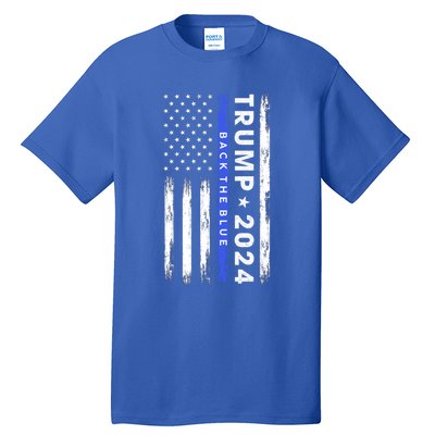 Pro Trump 2024 Back The Blue Thin Blue Line American Flag Meaningful Gift Tall T-Shirt