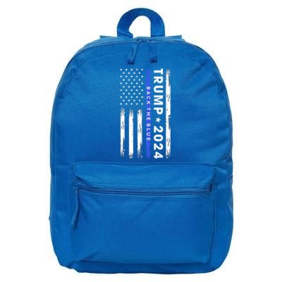 Pro Trump 2024 Back The Blue Thin Blue Line American Flag Meaningful Gift 16 in Basic Backpack