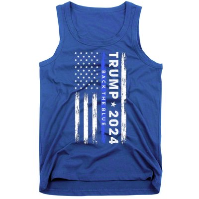 Pro Trump 2024 Back The Blue Thin Blue Line American Flag Meaningful Gift Tank Top