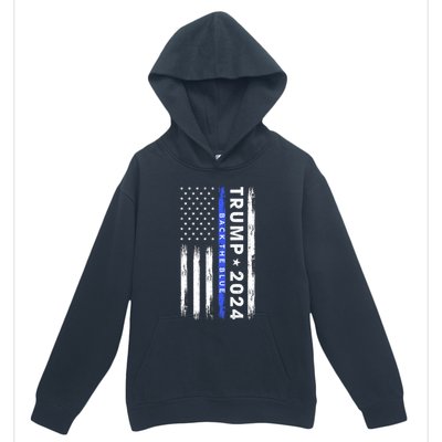 Pro Trump 2024 Back The Blue Thin Blue Line American Flag Meaningful Gift Urban Pullover Hoodie