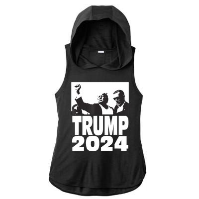 President Trump 2024 Stronger Ladies PosiCharge Tri-Blend Wicking Draft Hoodie Tank