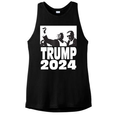 President Trump 2024 Stronger Ladies PosiCharge Tri-Blend Wicking Tank