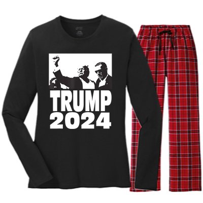 President Trump 2024 Stronger Women's Long Sleeve Flannel Pajama Set 