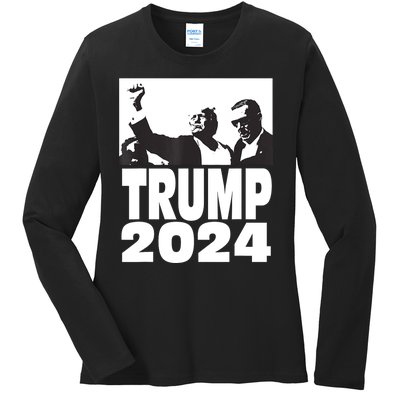 President Trump 2024 Stronger Ladies Long Sleeve Shirt