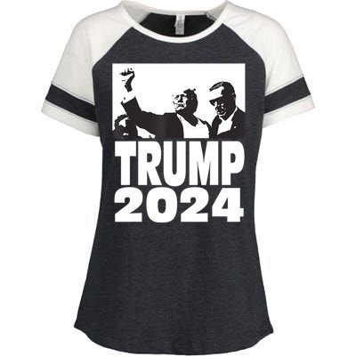 President Trump 2024 Stronger Enza Ladies Jersey Colorblock Tee