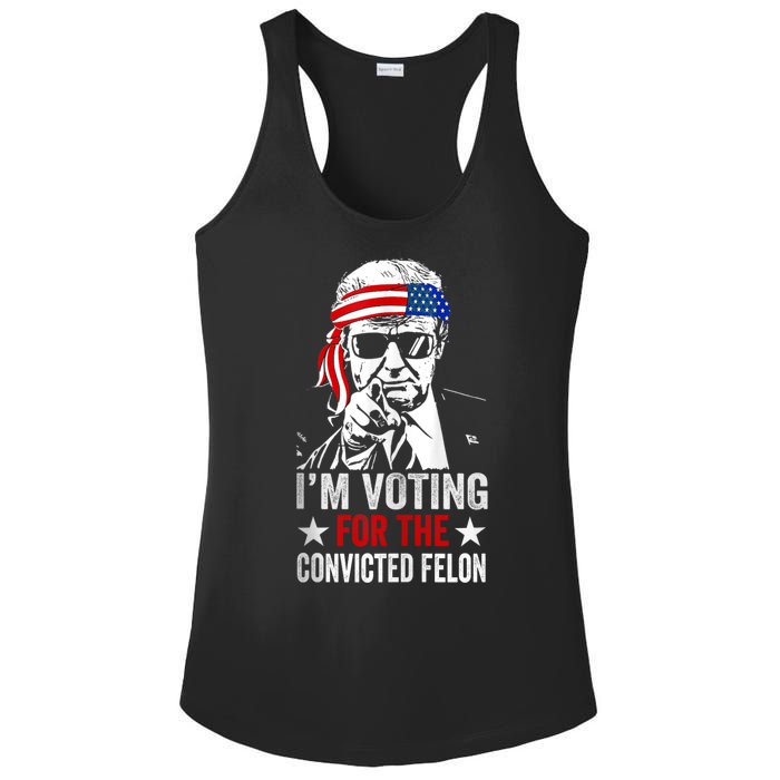 Pro Trump 2024 Patriotic IM Voting Convicted Felon Ladies PosiCharge Competitor Racerback Tank