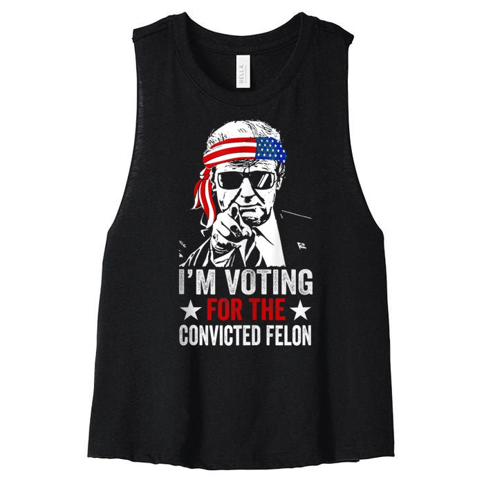 Pro Trump 2024 Patriotic IM Voting Convicted Felon Women's Racerback Cropped Tank