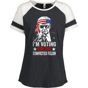 Pro Trump 2024 Patriotic IM Voting Convicted Felon Enza Ladies Jersey Colorblock Tee