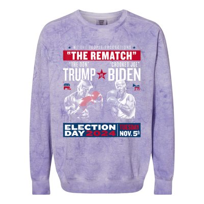 Pro Trump 2024 The Rematch The Don And Crooked Joe Colorblast Crewneck Sweatshirt