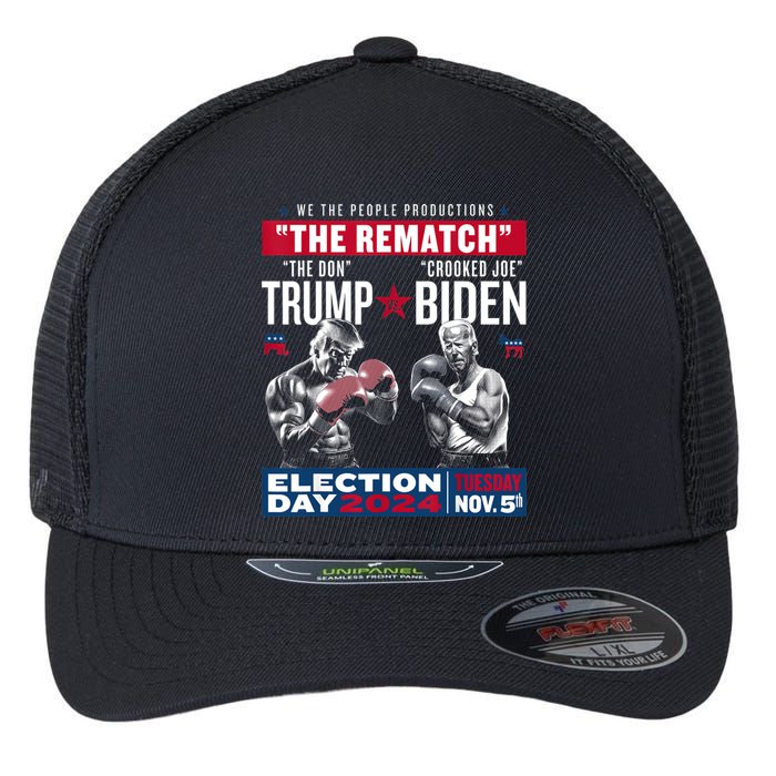 Pro Trump 2024 The Rematch The Don And Crooked Joe Flexfit Unipanel Trucker Cap