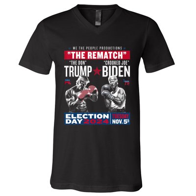 Pro Trump 2024 The Rematch The Don And Crooked Joe V-Neck T-Shirt