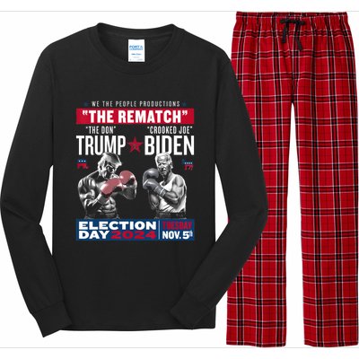 Pro Trump 2024 The Rematch The Don And Crooked Joe Long Sleeve Pajama Set