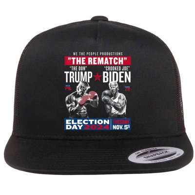 Pro Trump 2024 The Rematch The Don And Crooked Joe Flat Bill Trucker Hat