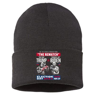 Pro Trump 2024 The Rematch The Don And Crooked Joe Sustainable Knit Beanie