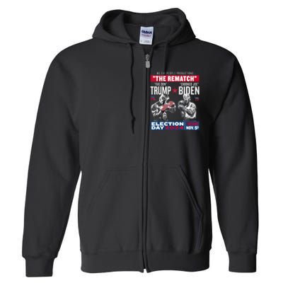 Pro Trump 2024 The Rematch The Don And Crooked Joe Full Zip Hoodie