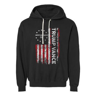 Pro Trump 2024 Trump Vance 2024 Us Flag Republican 2024 President Election Garment-Dyed Fleece Hoodie