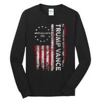 Pro Trump 2024 Trump Vance 2024 Us Flag Republican 2024 President Election Tall Long Sleeve T-Shirt