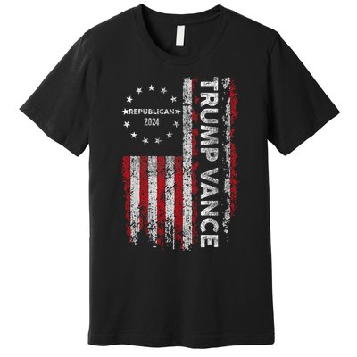 Pro Trump 2024 Trump Vance 2024 Us Flag Republican 2024 President Election Premium T-Shirt