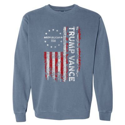 Pro Trump 2024 Trump Vance 2024 Us Flag Republican 2024 President Election Garment-Dyed Sweatshirt