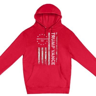 Pro Trump 2024 Trump Vance 2024 Us Flag Republican 2024 President Election Premium Pullover Hoodie