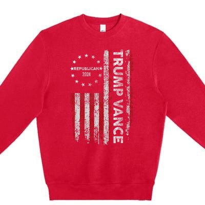 Pro Trump 2024 Trump Vance 2024 Us Flag Republican 2024 President Election Premium Crewneck Sweatshirt