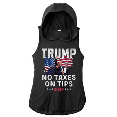 President Trump 2024trending No Tax On Tips Copycat Kamala Ladies PosiCharge Tri-Blend Wicking Draft Hoodie Tank