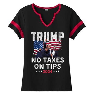 President Trump 2024trending No Tax On Tips Copycat Kamala Ladies Halftime Notch Neck Tee