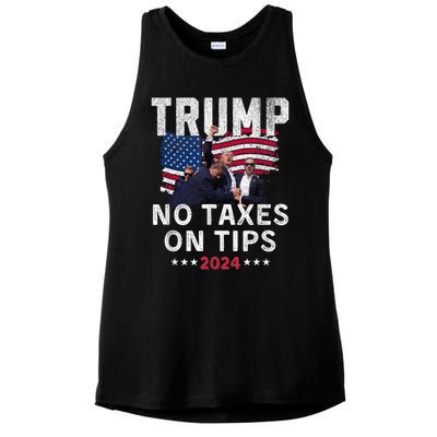 President Trump 2024trending No Tax On Tips Copycat Kamala Ladies PosiCharge Tri-Blend Wicking Tank