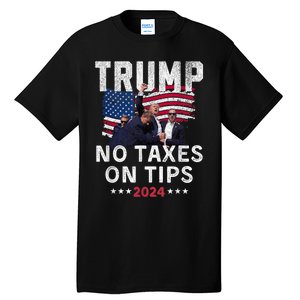 President Trump 2024trending No Tax On Tips Copycat Kamala Tall T-Shirt