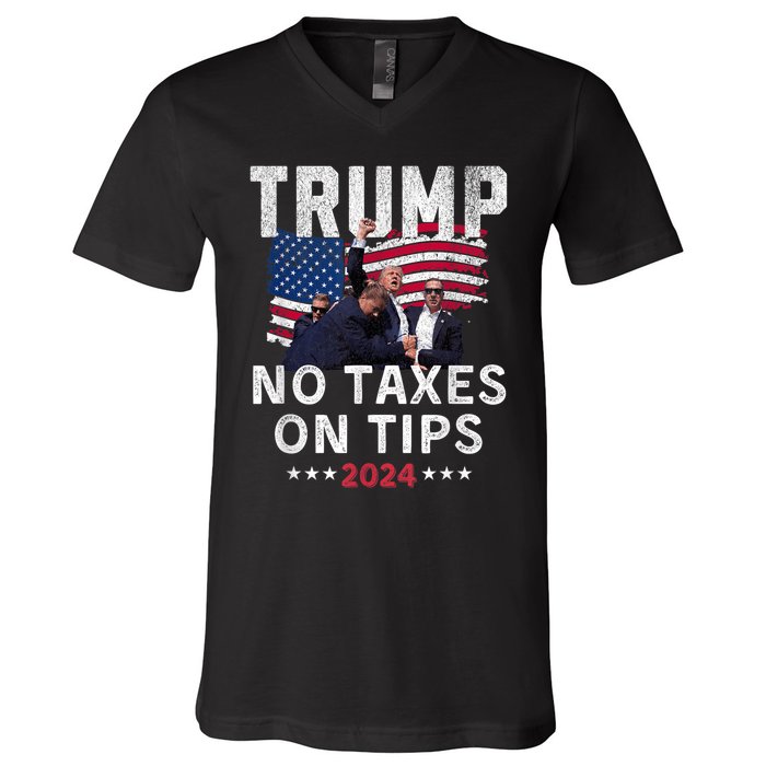 President Trump 2024trending No Tax On Tips Copycat Kamala V-Neck T-Shirt