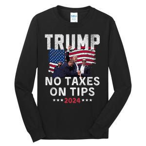 President Trump 2024trending No Tax On Tips Copycat Kamala Tall Long Sleeve T-Shirt