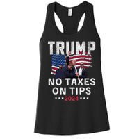 President Trump 2024trending No Tax On Tips Copycat Kamala Women's Racerback Tank