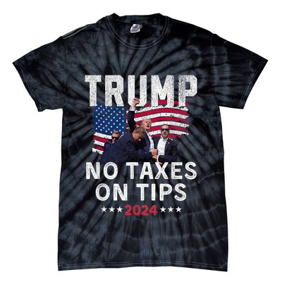 President Trump 2024trending No Tax On Tips Copycat Kamala Tie-Dye T-Shirt