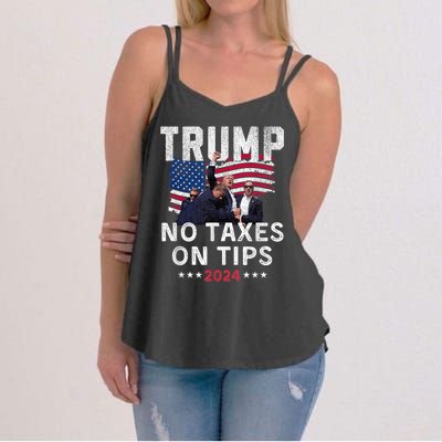 President Trump 2024trending No Tax On Tips Copycat Kamala Women's Strappy Tank