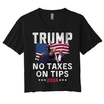 President Trump 2024trending No Tax On Tips Copycat Kamala Women's Crop Top Tee