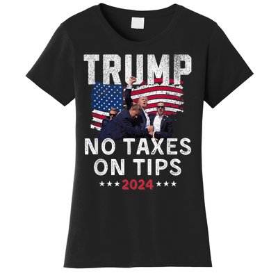 President Trump 2024trending No Tax On Tips Copycat Kamala Women's T-Shirt