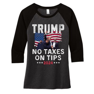 President Trump 2024trending No Tax On Tips Copycat Kamala Women's Tri-Blend 3/4-Sleeve Raglan Shirt