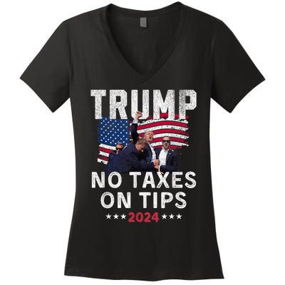 President Trump 2024trending No Tax On Tips Copycat Kamala Women's V-Neck T-Shirt