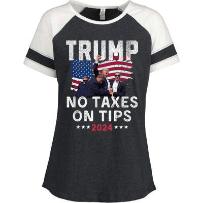 President Trump 2024trending No Tax On Tips Copycat Kamala Enza Ladies Jersey Colorblock Tee