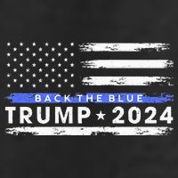 Pro Trump 2024 Back The Blue Thin Blue Line American Flag 7 Panel Mesh Trucker Snapback Hat