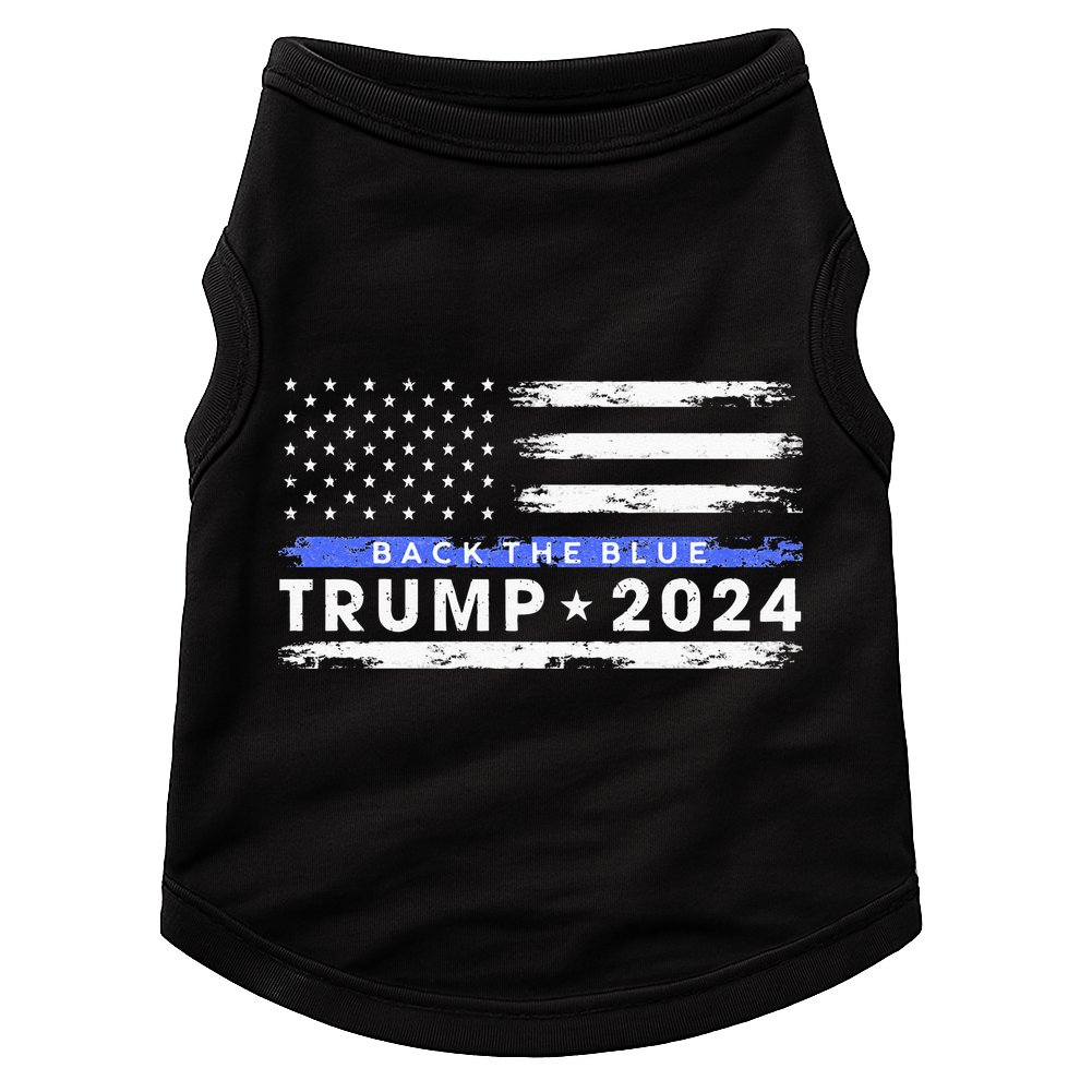 Pro Trump 2024 Back The Blue Thin Blue Line American Flag Doggie Tank